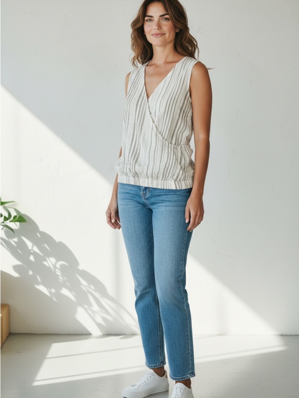 NWT Splendid Striped Sleeveless Top in Cream and Taupe